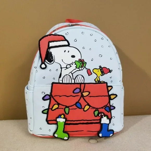 Loungefly Peanuts Gift Giving Snoopy & Woodstock Backpack Christmas Bag NEW s-l400.jpg main image 3